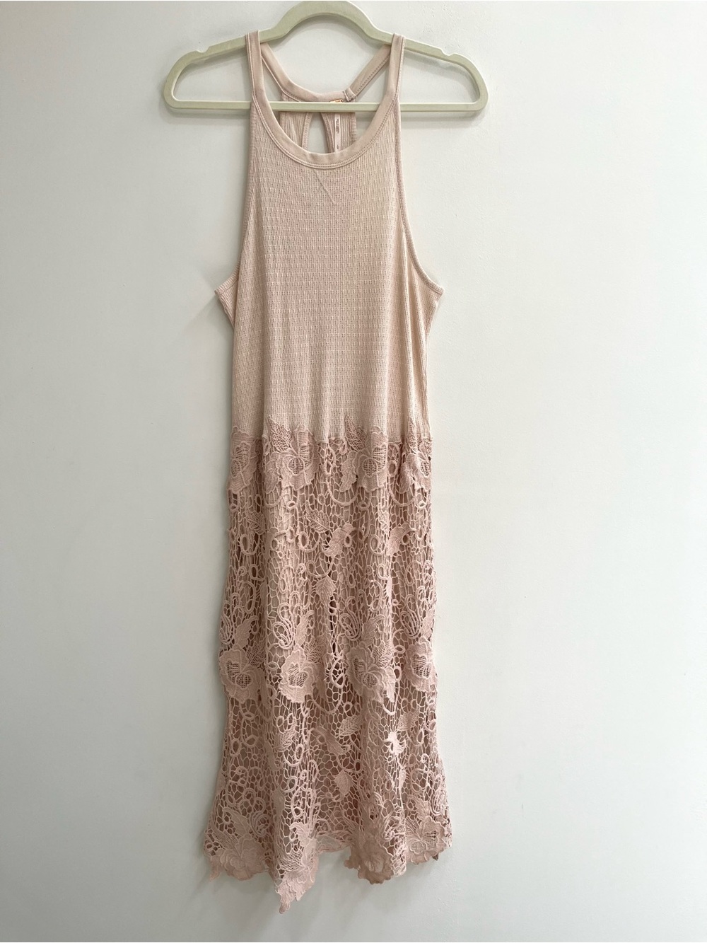 Free People Nora Lace Overlay Midi Dress Cream Tank Boho Festival Size Large - Picture 6 of 15